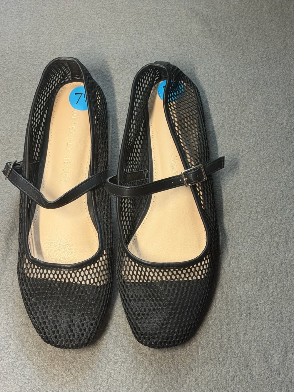 Sincerely Jules Muse Black Mesh Mary Jane Flats - Size 7.5